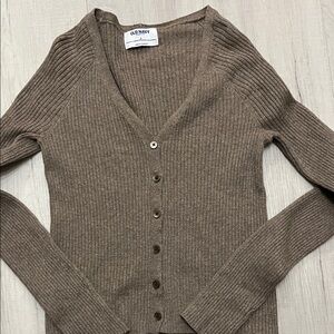 Old Navy Women's Taupe Ribbed Cardigan
